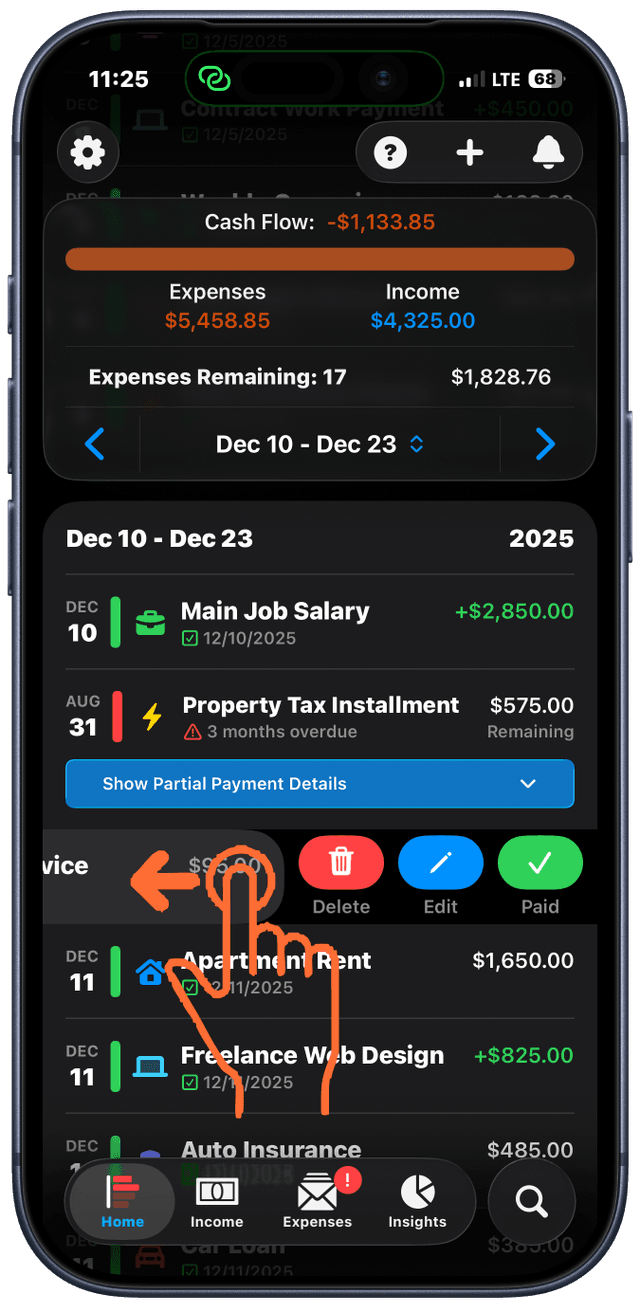 Marking Items as Paid/Received