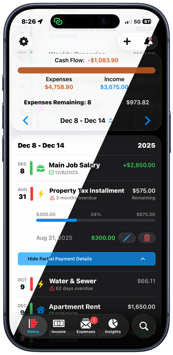 PayCycle App Home Screen